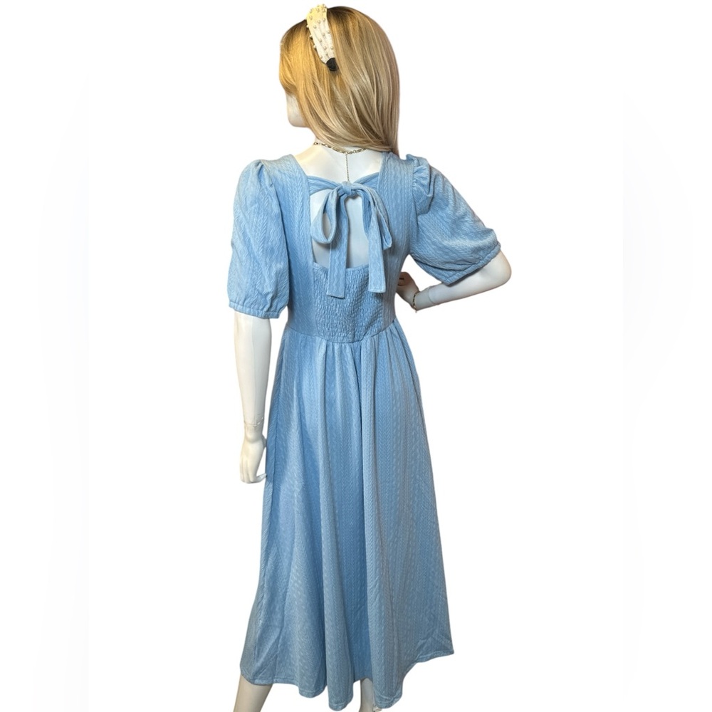 Fantastic Fawn NWOT Light Blue Midi Dress with Pockets - Picture 8 of 10